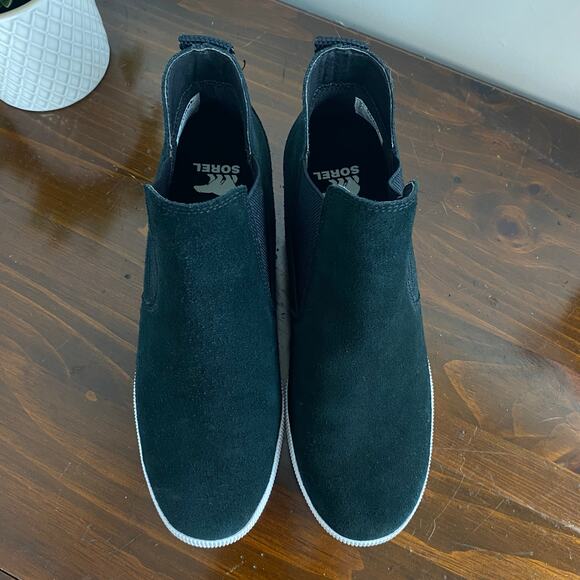SOREL Black Suede Out 'N About Slip-On Hidden Wedge Waterproof Shoes Size 9 Wms - Picture 8 of 10